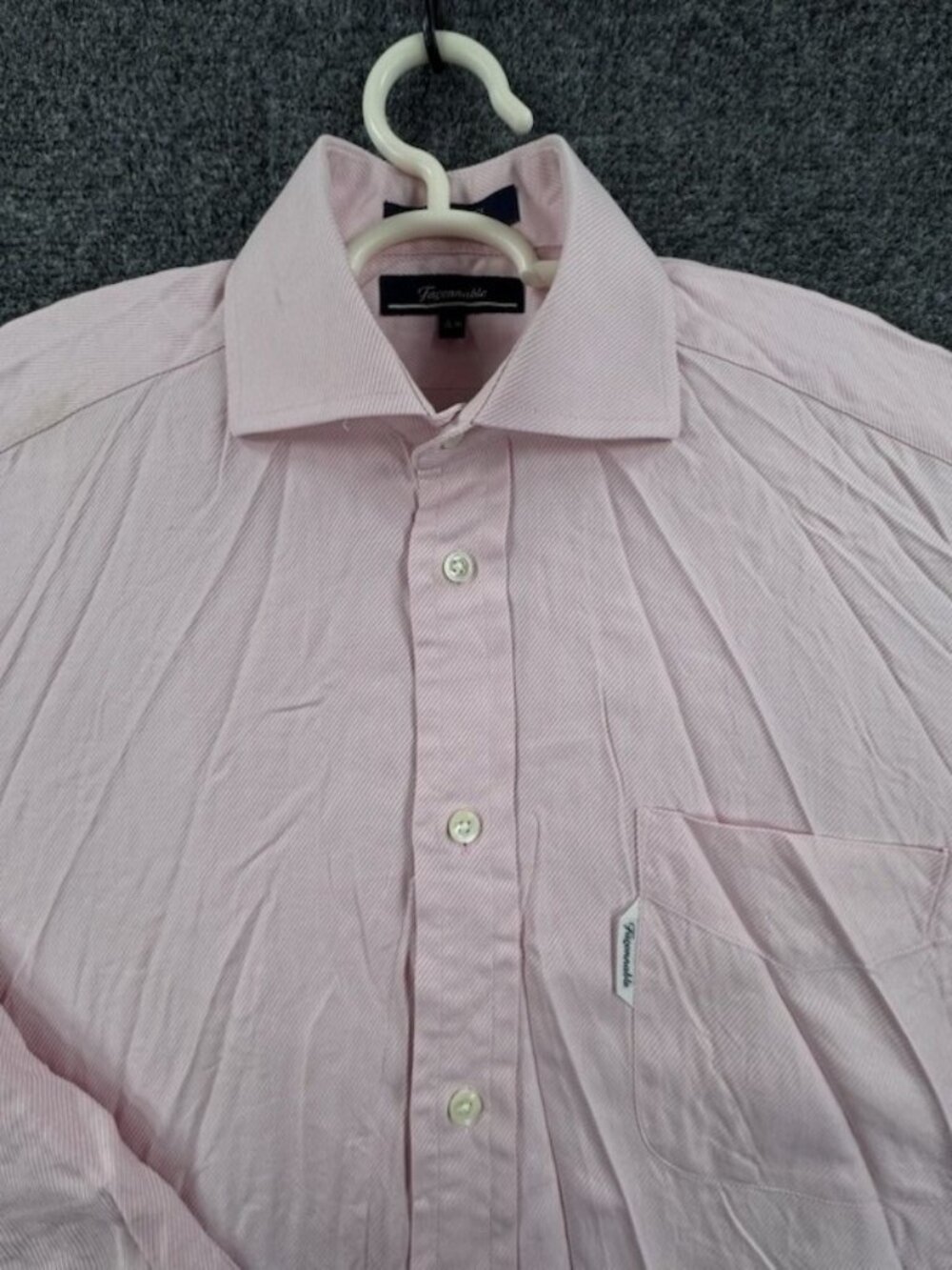 Faconnable Cotton 15 Pink Long Sleeve Shirt Mens Pocket Button Up Spread Adult